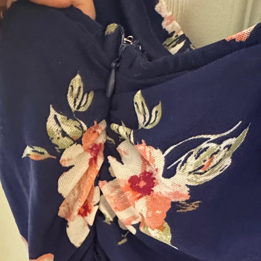 Lulu’s Springtime Bliss Navy Blue Floral Print Mesh Bodycon Mini Dress - Picture 4 of 7